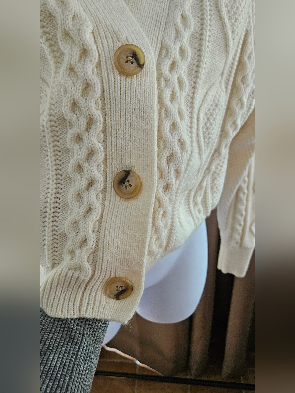 Madewell Cable-Knit Cropped Cardigan Sweater Cream - Picture 5 of 11